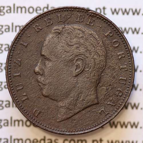 MOEDA 10 RÉIS BRONZE (X RÉIS) 1885 (BC+) - REI D. LUIS I - WORLD COINS PORTUGAL KM526