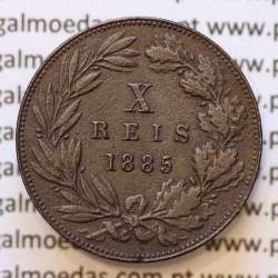 MOEDA 10 RÉIS BRONZE (X RÉIS) 1885 (BC+) - REI D. LUIS I - WORLD COINS PORTUGAL KM526