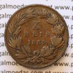 MOEDA 10 RÉIS BRONZE (X RÉIS) 1885 (BC) - REI D. LUIS I - WORLD COINS PORTUGAL KM526