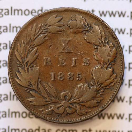 MOEDA 10 RÉIS BRONZE (X RÉIS) 1885 (BC) - REI D. LUIS I - WORLD COINS PORTUGAL KM526
