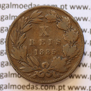 MOEDA 10 RÉIS BRONZE (X RÉIS) 1885 (BC) - REI D. LUIS I - WORLD COINS PORTUGAL KM526