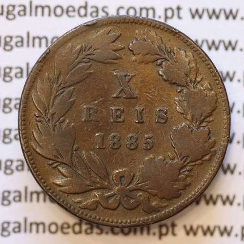 MOEDA 10 RÉIS BRONZE (X RÉIS) 1885 (BC) - REI D. LUIS I - WORLD COINS PORTUGAL KM526