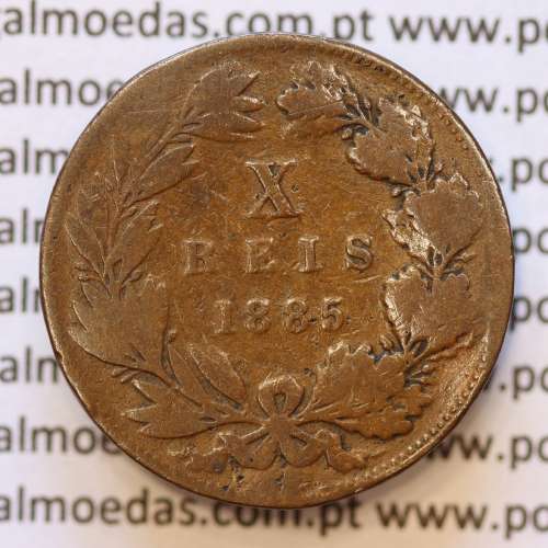 MOEDA 10 RÉIS BRONZE (X RÉIS) 1885 (BC-) - REI D. LUIS I - WORLD COINS PORTUGAL KM526