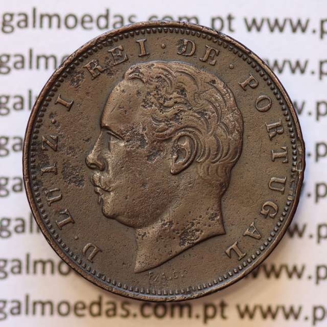 MOEDA 10 RÉIS BRONZE (X RÉIS) 1886 (MBC) - REI D. LUIS I - WORLD COINS PORTUGAL KM526