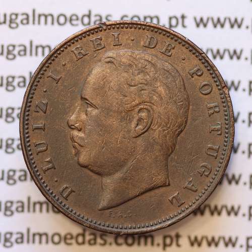MOEDA 10 RÉIS BRONZE (X RÉIS) 1886 (MBC) - REI D. LUIS I - WORLD COINS PORTUGAL KM526