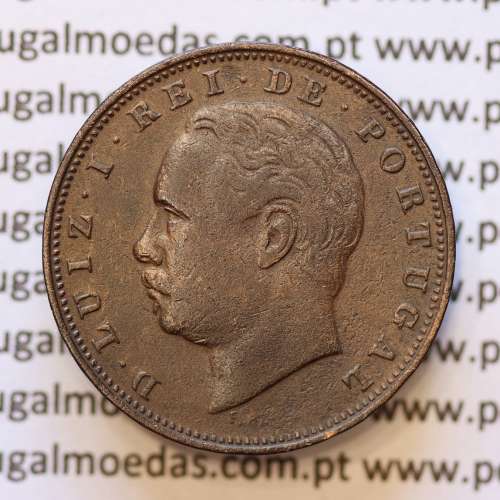 MOEDA 10 RÉIS BRONZE (X RÉIS) 1886 (MBC) - REI D. LUIS I - WORLD COINS PORTUGAL KM526