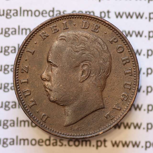MOEDA 10 RÉIS BRONZE (X RÉIS) 1886 (MBC) - REI D. LUIS I - WORLD COINS PORTUGAL KM526