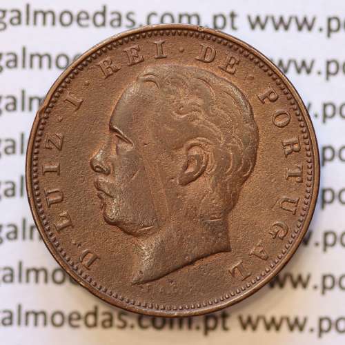 MOEDA 10 RÉIS BRONZE (X RÉIS) 1886 (MBC) - REI D. LUIS I - WORLD COINS PORTUGAL KM526