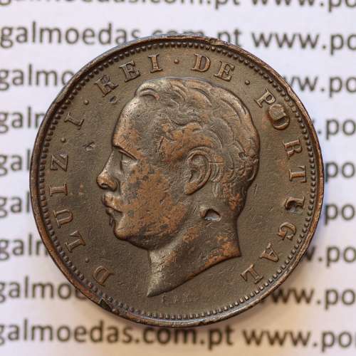 MOEDA 10 RÉIS BRONZE (X RÉIS) 1886 (MBC) - REI D. LUIS I - WORLD COINS PORTUGAL KM526