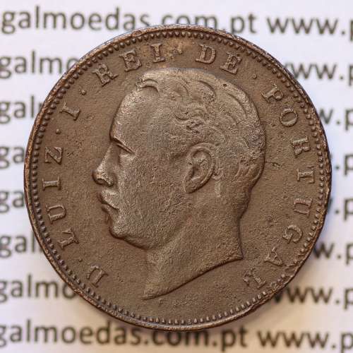 MOEDA 10 RÉIS BRONZE (X RÉIS) 1886 (MBC) - REI D. LUIS I - WORLD COINS PORTUGAL KM526