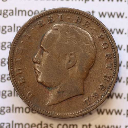 MOEDA 10 RÉIS BRONZE (X RÉIS) 1886 (MBC-) - REI D. LUIS I - WORLD COINS PORTUGAL KM526