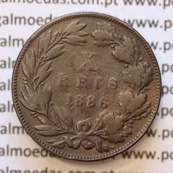 MOEDA 10 RÉIS BRONZE (X RÉIS) 1886 (BC+) - REI D. LUIS I - WORLD COINS PORTUGAL KM526