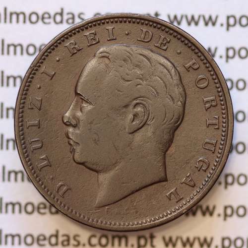 MOEDA 10 RÉIS BRONZE (X RÉIS) 1886 (MBC) - REI D. LUIS I - WORLD COINS PORTUGAL KM526