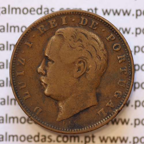 MOEDA 10 RÉIS BRONZE (X RÉIS) 1886 (MBC) - REI D. LUIS I - WORLD COINS PORTUGAL KM526