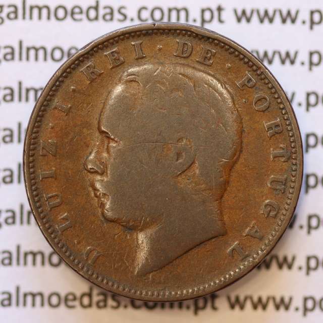 MOEDA 10 RÉIS BRONZE (X RÉIS) 1886 (BC) - REI D. LUIS I - WORLD COINS PORTUGAL KM526