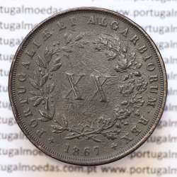 MOEDA 20 RÉIS COBRE ( XX RÉIS ) 1867 (MBC) - REI D. LUIS I - WORLD COINS PORTUGAL KM515