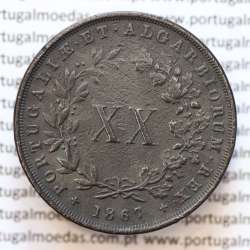 MOEDA 20 RÉIS COBRE ( XX RÉIS ) 1867 (MBC) - REI D. LUIS I - WORLD COINS PORTUGAL KM515