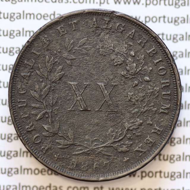 MOEDA 20 RÉIS COBRE ( XX RÉIS ) 1867 (MBC) - REI D. LUIS I - WORLD COINS PORTUGAL KM515