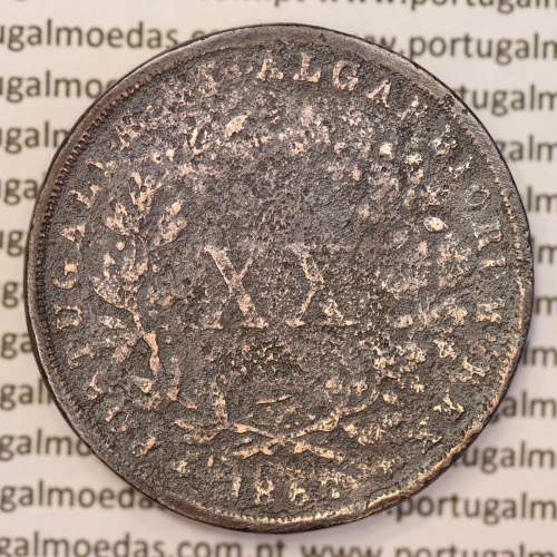 MOEDA 20 RÉIS COBRE ( XX RÉIS ) 1867 (BC- / REG) - REI D. LUIS I - WORLD COINS PORTUGAL KM515