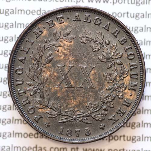 MOEDA 20 RÉIS COBRE ( XX RÉIS ) 1873 (MBC+) - REI D. LUIS I - WORLD COINS PORTUGAL KM515