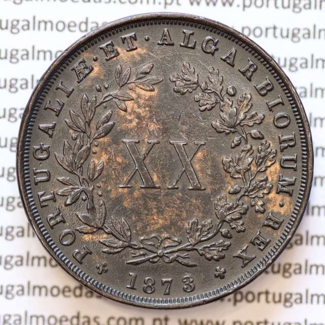 MOEDA 20 RÉIS COBRE ( XX RÉIS ) 1873 (MBC+) - REI D. LUIS I - WORLD COINS PORTUGAL KM515