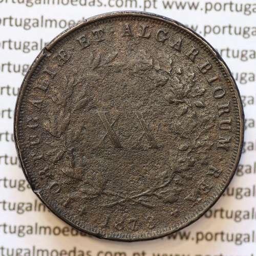 MOEDA 20 RÉIS COBRE ( XX RÉIS ) 1873 (BC) - REI D. LUIS I - WORLD COINS PORTUGAL KM515