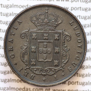 XX Réis 1874 Cobre D. Luis I, 20 Réis ou Vintém de 1874, algarismo "4" com pé, (MBC+), World Coins Portugal KM 515