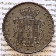 MOEDA 20 RÉIS COBRE ( XX RÉIS ) 1874 VARIANTE "4" COM PÉ" (MBC+) - REI D. LUIS I - WORLD COINS PORTUGAL KM515