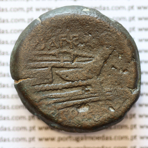 ASSE “AS” BRONZE DA REPÚBLICA ROMANA FAMÍLIA “AFRANIA” (ANO 150 a.C.) “SPURIUS AFRANIUS” LEGENDA ( S AFRA / ROMA )