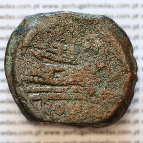 MOEDA ASSE “AS” BRONZE DA REPÚBLICA ROMANA FAMÍLIA “CORNELIA” (ANO 169 a.C. a 158 a.C.) LEGENDA (P BLAS / ROMA)