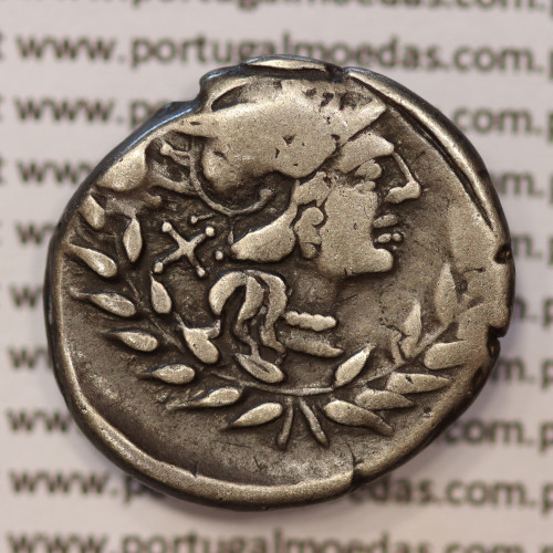 MOEDA DENÁRIO PRATA DA REPÚBLICA ROMANA FAMÍLIA “GELLIA” (ANO 138 a.C.) “CNAEUS GELLIUS” LEGENDA (X/ CN. GEL.. / ROMA)