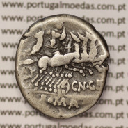 MOEDA DENÁRIO PRATA DA REPÚBLICA ROMANA FAMÍLIA “GELLIA” (ANO 138 a.C.) “CNAEUS GELLIUS” LEGENDA (X/ CN. GEL.. / ROMA)