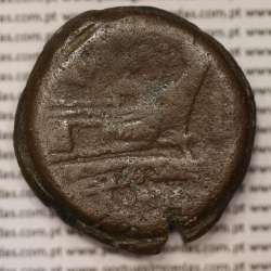 MOEDA ASSE “AS” BRONZE DA REPÚBLICA ROMANA FAMÍLIA “MAIANIA” (ANO 153 a.C.) “C. MAIANIUS” LEGENDA (C MAIANI / ROMA)