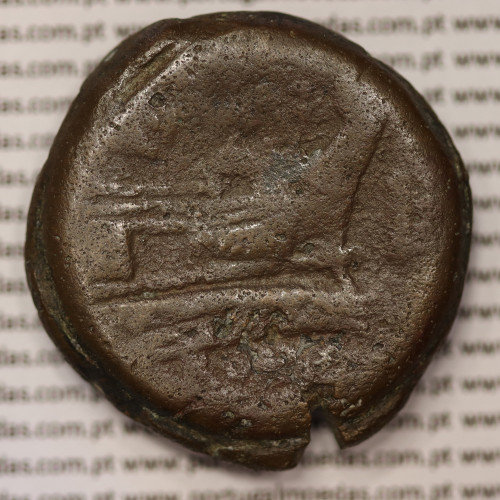 MOEDA ASSE “AS” BRONZE DA REPÚBLICA ROMANA FAMÍLIA “MAIANIA” (ANO 153 a.C.) “C. MAIANIUS” LEGENDA (C MAIANI / ROMA)