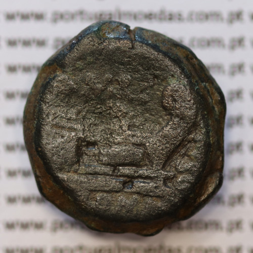 MOEDA TRIENS BRONZE DA REPÚBLICA ROMANA FAMÍLIA “MARCIA” (ANO 148 a.C.) “Q. MARC LIBO ” LEGENDA (C MARC / LIBO /ROMA)