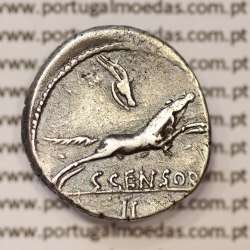 MOEDA DENÁRIO PRATA DA REPÚBLICA ROMANA FAMÍLIA “MARCIA” (ANO 88 a.C.) “CAIUS MARCIUS CENSORINUS” LEGENDA (C. CENSORI / II)