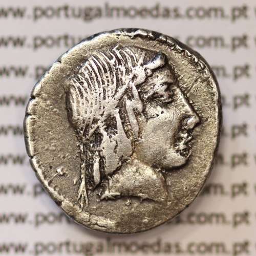 MOEDA DENÁRIO PRATA DA REPÚBLICA ROMANA FAMÍLIA “MARCIA” (ANO 88 a.C.) “CAIUS MARCIUS CENSORINUS” LEGENDA (C. CENSORI / II)