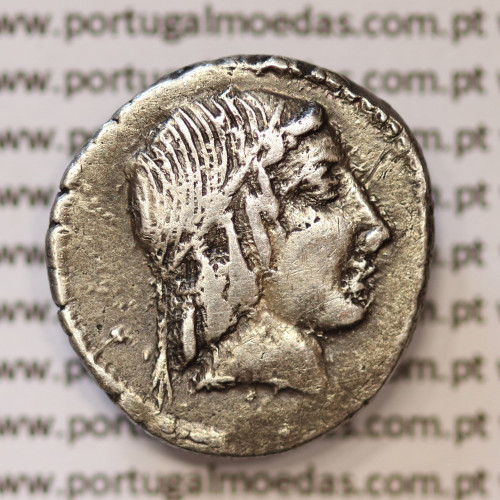 MOEDA DENÁRIO PRATA DA REPÚBLICA ROMANA FAMÍLIA “MARCIA” (ANO 88 a.C.) “CAIUS MARCIUS CENSORINUS” LEGENDA (C. CENSORI / II)