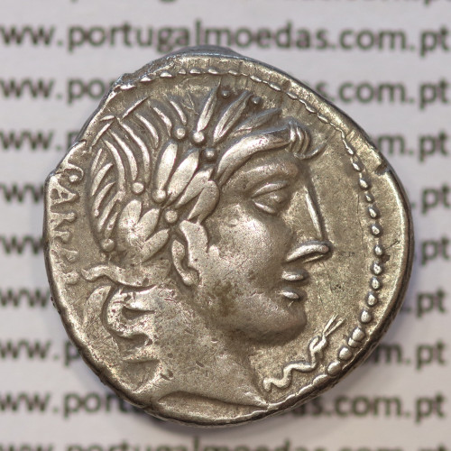 Denário da República Romana 90 a.C. – C. Vibius Pansa – Apollo / Victoria em Quadriga – Família Vibia (Busto Grande)1