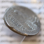 MOEDA DENÁRIO PRATA DA REPÚBLICA ROMANA FAMÍLIA “VIBIA” (ANO 90 a.C.) “C. VIBIUS C. F. PANSA” LEGENDA (PANSA / C. VIBIVS. C. F.)