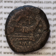 MOEDA TRIENS BRONZE DA REPÚBLICA ROMANA FAMÍLIA “MAMILIA” (ANO 189 a.C.  190 a.C.) “L. MAMILIUS” LEGENDA (ROMA)