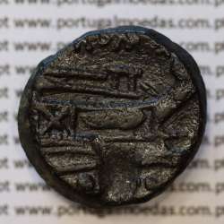 MOEDA TRIENS BRONZE ANÓNIMO DA REPÚBLICA ROMANA (ANO 217 a.C. A 215 a.C.) CABEÇA DE MINERVA COM CAPACETE / PROA / ROMA