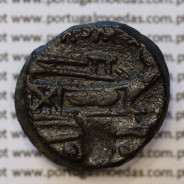 MOEDA TRIENS BRONZE ANÓNIMO DA REPÚBLICA ROMANA (ANO 217 a.C. A 215 a.C.) CABEÇA DE MINERVA COM CAPACETE / PROA / ROMA