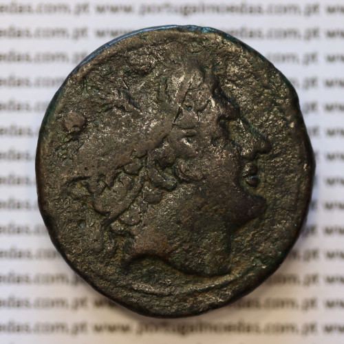 MOEDA SEXTANS BRONZE ANÓNIMO DA REPÚBLICA ROMANA (ANO 217 a.C. A 215 a.C.) CABEÇA DE MERCÚRIO À DIREITA / PROA BARCO / ROMA