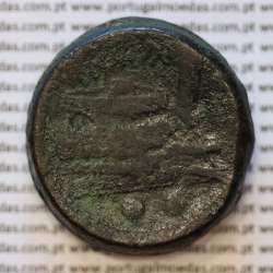 MOEDA SEXTANS BRONZE ANÓNIMO DA REPÚBLICA ROMANA (ANO 217 a.C. A 215 a.C.) CABEÇA DE MERCÚRIO À DIREITA / PROA BARCO / ROMA