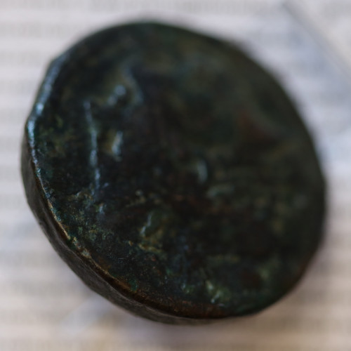 MOEDA SEXTANS BRONZE ANÓNIMO DA REPÚBLICA ROMANA (ANO 217 a.C. A 215 a.C.) CABEÇA DE MERCÚRIO À DIREITA / PROA BARCO / ROMA