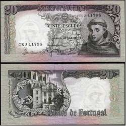 Nota de 20 Escudos 1964 Santo António, 20$00 26/05/1964 Chapa: 7 - Banco de Portugal (Pouco Circulada)