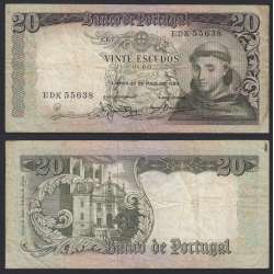 Nota de 20 Escudos 1964 Santo António, 20$00 26/05/1964 Chapa: 7 - Banco de Portugal (Circulada)