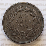 Moeda 20 Réis Bronze (XX Réis) 1882 (MBC+) - Rei D. LUIS I - World Coins Portugal KM527