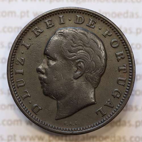 Moeda 20 Réis Bronze (XX Réis) 1882 (MBC+) - Rei D. LUIS I - World Coins Portugal KM527